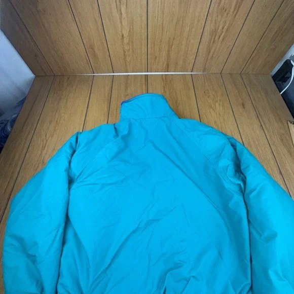 Vintage LL Bean Warm-Up Jacket Mens Large Teal Purple Fleece Lined Made in USA